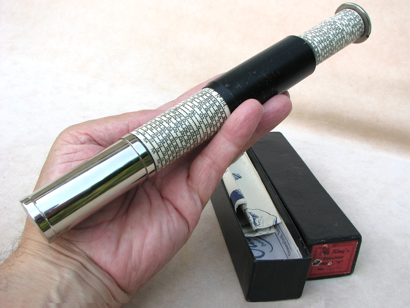Late 1940's Otis King model K type B cylindrical slide rule calculator